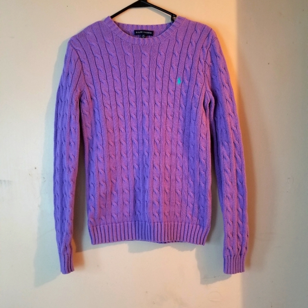 A purple Ralph Lauren sweater